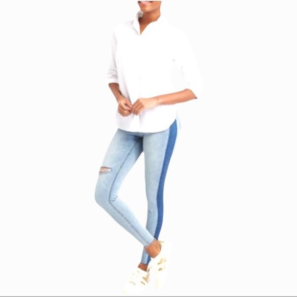 Spanx Distressed Skinny Jeans with Side Stripe - Picture 4 of 6